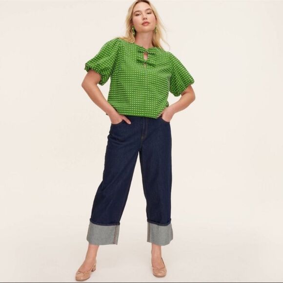 kate spade Denim - KATE SPADE Jeans NWT Wide Leg Cuffed High Waist Dark Wash Size 10